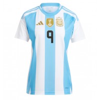 Camiseta Argentina Julian Alvarez #9 Primera Equipación Replica Copa America 2024 para mujer mangas cortas